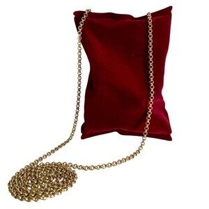 Anya Hindmarch Flocked Crisp Packet Clutch Crossbody Medium Red Burgundy Chain